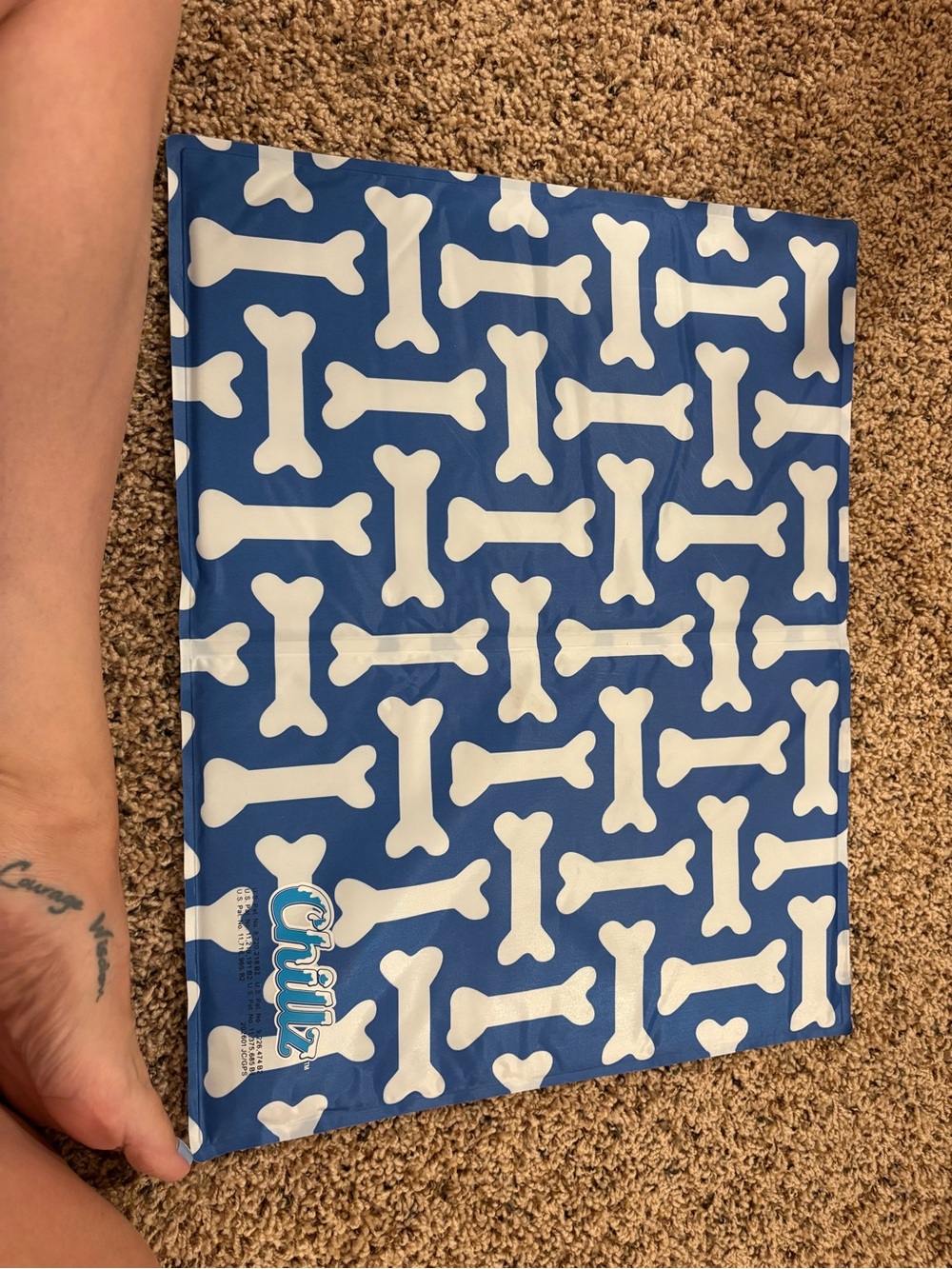 Chillz Blue and White Dog Bone Cooling Mat